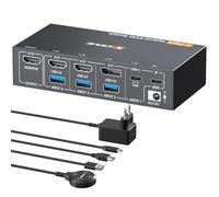 YOUTINGHDAV KVM Switch 4 PC 1 Monitor USB C DP HDMI, EDID USB 3.0 KVM Switch 4 PC Condividono Mouse Tastiera 1 HDMI Monitor 4K@60Hz, Wired Remote(4K USB-C DP HD 4 in 1 out)