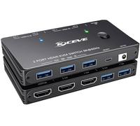YOUTINGHDAV KVM Switch HDMI 8K@60Hz 4K@120Hz, KVM Switch 2 PC 1 Monitor HDMI2.1 con 3 dispositivi USB 3.0, HDR 10, HDCP 2.3, cavo remoto, adattatore di alimentazione da 12 V e 2 cavi USB 3.0