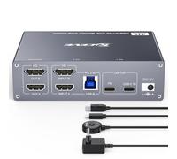 YOUTINGHDAV Switch KVM 2 Monitor per 1 Laptop 1 Desktop PC, USB 3.0 KVM Switch 2 PC 2 Monitor USB-C, 4K @ 60 Hz, MST, PD 100 W, Aluminium, Wired Remote(4K USBC HD 2 in 2 out)