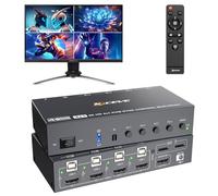 YOUTINGHDAV Switch KVM Quad View 4 ports HDMI, KVM Switch Multi View, 4 PC Condividono 1 Monitor Mouse Tastiera, Synchronisation, PIP Mode, 4K@30 Hz, Wireless Remote(1080P HD 4 in 1 out)