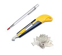 YouU 1 pezzo Taglierino Pieghevole e 10 pezzi di lame con mini scatola, 1 pezzi Scriber Tool Punta in Carburo Penna Argento