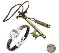 YouU Anime Eren Jeager Basement Key Pendant Necklace Wings of Freedom Braccialetti adesivi con personaggi dei cartoni animati Cosplay regalo per fan degli anime 12 pezzi