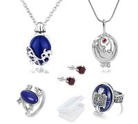 YouU Katherine Pierce Vampire Diaries, collana e collana di Elena Gilbert, orecchini e stemma della famiglia, anello segreto di Esther con scatola portaoggetti, metallo, diamante, Metallo, Diamante