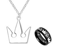YouU Kingdom Hearts & Crowns Design Collana Soras Corona & Roxas' anelli anime cosplay accessori alla moda, 0, Metallo, Nessuna pietra preziosa