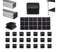 YouU Tappi autoadesivi per tubi quadrati, in plastica, 15 x 15 mm, 40 pezzi, colore: nero