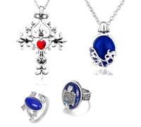 YouU UoYu 24 pz The Vampire Gioielli Sticker Set Daywalking Katherine Sapphire Crystal Collane Vampiro Croce Simbolo Collane Salvatore Damon Stefan dito Famiglia Crest Anello