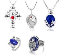 YouU UoYu 25 pz The Vampire Jewelry Sticker Set Elena Gilbert Apertura Verbena Medaglione Ciondolo Collana Croce Simbolo Gioielli Damon Stefan dito famiglia Crest Anello