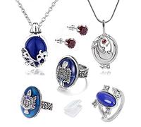 YouU Vampire Elena Gilbert Medaglione Verbena e Daywalking Katherine Collana Orecchini a bottone con Diamanti blu royal Anello Damon Salvatore