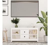 Youuihom Porta TV a Pavimento, Console Multimediale, Mobile Porta TV Bianco 103x36,5x52 cm in Legno Massello di Pino Adatto per Il Soggiorno, La Camera da Letto, L'home Cinema