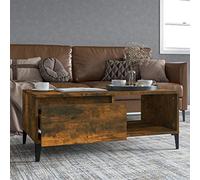 Youuihom Tavolino da Divano, Tavolino da Salotto, Tavolino da Soggiorno, Adatto per Locali, Uffici, Aree di Attesa, Hotel, Caffè, Tavolino da Salotto Rovere Fumo 90x50x36,5 cm Legno Multistrato