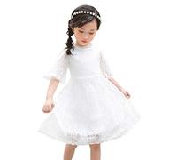 Youwon Vestito da ragazza in pizzo vintage per matrimoni e feste, taglie dalla 38 alla 48, Bianco, 6-7 anni