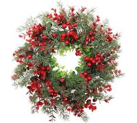 YouXiaor Corona di Natale per Porte - Ghirlanda Decorativa Artificiale di Abete Con Bacche - Decorazione Natalizia e dell'Avvento per Porta