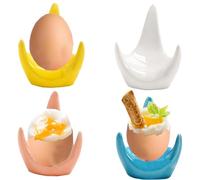 YouXiaor Porta Uova in Ceramica, 4PCS Portauovo,Set Portauova Vassoio per la Colazione Portauovo Uovo Tazze Titolari Portatile Tondo Egg Cup Porta Uova in Porcellana Morbido Tazza per Uova Dure