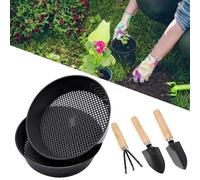 YouXiaor Setaccio da Giardino, 3PCS Sabbia Setaccio Colino da Giardino Strumento con Setaccio per Terreno in Plastica per Giardino Sabbia Pavimento Sabbia Terra Colino a Rete (Nero)