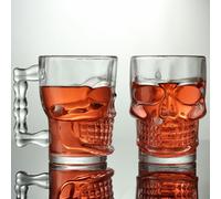 YouXiaor Teschio di Birra in Vetro con Manico,Bicchieri da Birra da 500 ml in Vetro,Tazza di Succo per Bar KTV Boccale di Birra in Vetro di Personalità Creativa
