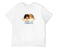 Youyasi Quant Fiorucci Angels T-Shirt in Cotone - Maglietta da Uomo a Maniche Corte con Collo Tondo, Casual, Bianca, Taglia L