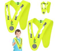 YOUYIKE 2 Pezzi Giubbotto di Sicurezza per Bambini, Gilet di Sicurezza a V, Dino Gilet Alta visibilità Bambini, Gilet di Sicurezza per Bambini con Banda Elastica, per Corsa, Ciclismo, All'aperto