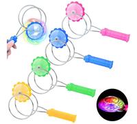 YOUYIKE 4pcs Trottola Luminescenza Magnetico, Gadget Compleanno Bambini, Creativi Manovella Inerzia Giocattoli Acrobatici Antigravità LED, Ruota Giroscopica Lampeggiante Sostituire per Yo-Yo