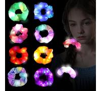YOUYIKE 8 Pezzi Scrunchies LED, Elastici Capelli Donna Luminoso, Moda LED Accessori Capelli, Copricapo Natale, Concerti, Halloween, Carnevale, Feste Notturne, Compleanno