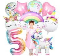 YOUYIKE 9 Pezzi Palloncini Unicorno, 5 anni Decorazione di Compleanno Unicorno, Foil Unicorno Palloncini Compleanno, Palloncini Foil Arcobaleno Per Unicorno Tema Feste Bambine Decorazione Compleanno