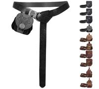 YOUYIKE Abbigliamento Medievale per Uomo e Donna, Marsupio Medievale D'Epoca In Pelle Di, Cintura Vichinga Medievale Set, per Costume Vichinghi Pirati Strega Cavalieri Rinascimentale (Nero - A)