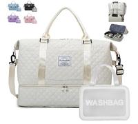 YOUYIKE Borsone da Viaggio Donna, con Scomparto per le Scarpe, 41.8 L Impermeabileborsa Palestra Donna, Borsone Viaggio Weekender, Pieghevole Borsa Viaggio XXL, Borsa Parto Ospedale Mamma (bianco)