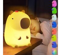 YOUYIKE Capybara Luce Notturna Bambini,7 Colori Silicone Lampada USB Ricaricabile Lucina Notte, Capybara Lampada da Comodino, luminosità regolabili, per la decorazione della stanza Regali per bambini