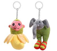 YOUYIKE Classico portachiavi in peluche di montagna e mari, divertente personaggio di meme rosso cervello con morbido giocattolo per bambini e adulti (scimmia di banana + cactus di pantofola)