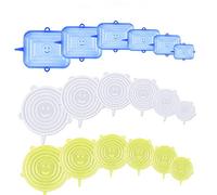 YOUYIKE® Coperchi in Silicone Stretch, 18 Pack di Diverse Dimensioni Coperchio in Silicone per Alimenti, Riutilizzabile ed Espandibile Coperchio per Tazza per Pentole e Freezer - BPA Free