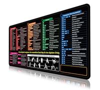 YOUYIKE Excel Shortcuts - Tappetino per mouse in tedesco, 90 x 40 cm, per ufficio, Word PPT Windows, grande, antiscivolo, per ufficio e casa (tappetino da scrivania DE-A)