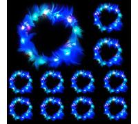 YOUYIKE Ghirlanda di fiori a LED, per capelli, per donne e bambini, per compleanno, Natale, Halloween, carnevale, decorazioni per feste (blu)