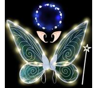 YOUYIKE LED Ali da Fata, Ali a LED per Bambini, Orecchie da Elfo, per Bambini e Adulti, Ali di Fata Bambina per Carnevale Halloween Natale e Compleanno Cosplay