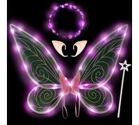 YOUYIKE LED Ali da Fata, Ali a LED per Bambini, Orecchie da Elfo, per Bambini e Adulti, Ali di Fata Bambina per Carnevale Halloween Natale e Compleanno Cosplay