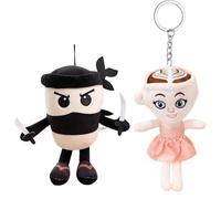 YOUYIKE Tung Sahur - 2 pezzi di portachiavi rosso cervello, personaggi italiani, colore rosso cervello, Scimmia a banana + elefante ciabattina, L