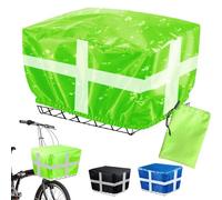 YOUYIKE Verde Protezioni Antipioggia per Cestini da Bicicletta, Copertura Per Cesto con Strisce Riflettenti, cestino da bicicletta parapioggia, per Cesto Anteriore Posteriore Bicicletta