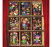 YOUYIKE Vetrofanie Carnevale Clown Che Fa Il Giocoliere DIY Vetrofania Riutilizzabile Pellicola Elettrostatica per Vetri Adesivo Vetro Finestra Allestimento Decorazioni Carnevale (XC02)