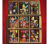 YOUYIKE Vetrofanie Carnevale Clown Che Fa Il Giocoliere DIY Vetrofania Riutilizzabile Pellicola Elettrostatica per Vetri Adesivo Vetro Finestra Allestimento Decorazioni Carnevale (XC01)