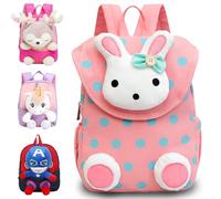 YOUYIKE Zainetto Asilo Bambino 2 in 1 con Peluche 25cm, Schienale Morbido e Bretelle Regolabili, Staccabile Peluche Doll Sacca Asilo, per 2-6 Anni Kindergarten Ragazzo e Ragazza (Coniglio)