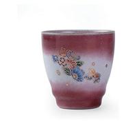 YOUYIMEI Tazza alta in porcellana con sfumature floreali - Tazza da tè da 140 ml con bordo rosso, 6,8 cm × 7 cm, stoviglie botaniche