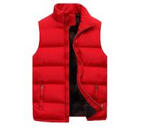 YOUYING Giubbotto imbottrito da uomo, con cerniera completa, collo alto, per l'inverno, per esterni, taglia grande, leggero, con maniche, A# Rosso, L