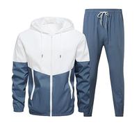 YOUYING Tute da uomo con cappuccio e pantaloni da jogging con zip intera, set sportivo taglie forti casual a blocchi di colore tuta da allenamento con tasche, A# Blu, X-Large