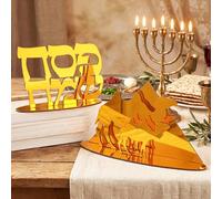 Youyole 2 pezzi Happy Pasqua centrotavola decorazione piramide cammello ebraico testo Decor Happy Pesach Seder decorazione da tavolo in legno acrilico Sameach segno decorazione per feste Pesach