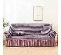 Youyoucool Bubble Lattice Elegante Copridivano Elastico 3D con Fodera Spandex Protezione per Divano con Gonna a Due Toni Viola per 2 Posti