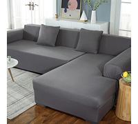 youyoucool Copridivano a Forma di L per Divano Componibile a 2 Pezzi, Copridivano Morbido Elasticizzato Antiscivolo 3 Posti + 4 Posti Protezione per Mobili Copridivano (grigio chiaro)