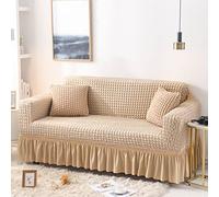 youyoucool Copridivano elasticizzato con gonna a volant, protezione per mobili, morbida, con fondo elastico, per bambini, tessuto jacquard in spandex con bolle 3D (4 posti)