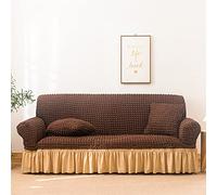 youyoucool Copridivano Elasticizzato Elegante a Reticolo a Bolle Copertura 3D Copridivano in Spandex Elastico Fodera Protettiva con Gonna Caffè-Metrigiallo 3 posti