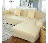 youyoucool Copridivano per Divano a L Sezionale, 2 Pezzi, Morbido Copridivano Elasticizzato Antiscivolo per Divano 3 Posti + 4 Posti, Protettore per Mobili, Copridivano (Colore Champagne)