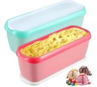 YouYuer 2PCS Contenitori per Gelato,Contenitori per Congelatore,Vaschette per Gelato Fatto in Casa con Coperchio,Vaschette per Gelato per Conservare e Preparare il Gelato