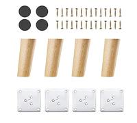 YouYuer 4PCS Piedini per Mobili e Divani in Legno Angolo Obliquo con Piastra di Montaggio e Viti Gambe Piedini Armadio Gambe da Tavolo Basso Piedini Mobili Legno per Armadi,Tavolino,Divano (12cm)
