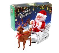 YouYuer Giocattoli Natalizi Elettrici di Babbos Natale con Renne e Slitta,LED Babbo Natali Pupazzo,Canto e Danza,Decorazione Natalizia con Musica e Luci per Decorazione Regalo,Babbo Natale Grande